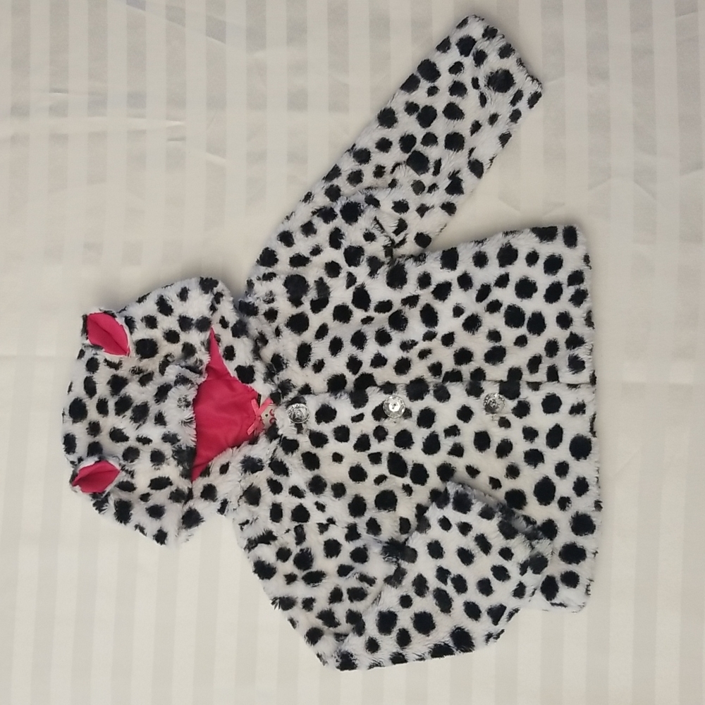 Baby Girl Faux Fur Snow Leopard Coat w/ Hood